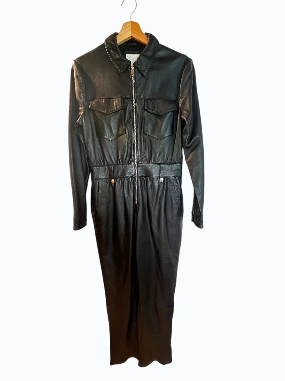 Lab London Genuine Black Leather Utility Jumpsuit Size UK 10 / US 4-6 Petite